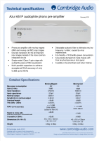 Cambridge Audio Azur 651P - Technical Specifications 